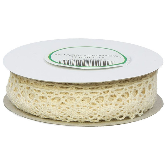 Baumwollspitze Spitze Spitzenborte Spitzenband Klöppelspitze 1.7cm/4.55m, cremig