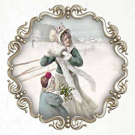 ITD Reispapier Decoupage SET Bastelpapier, vintage rahmen winter RSM061 