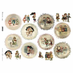 ITD Reispapier Decoupage Bastelpapier Serviettentechnik-R346L - A3 Kinderbilder Weihnachten