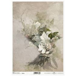 ITD Reispapier Decoupage Bastelpapier Softpapier Serviettentechnik, florales Motiv Blumen R2154