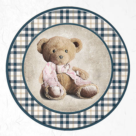 ITD - Reispapier-Set - ITD - RSM047 Spielzeug, Karomuster ,Teddybären, Blau