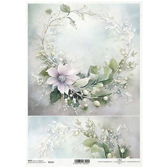 ITD Reispapier Decoupage Bastelpapier Serviettentechnik-R2333 Blumengirlanden