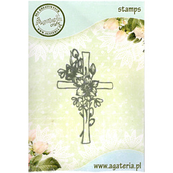 AGATERIA - Transparent Stempel Motivstempel Clear Stamp - Cross, Kreuz, Blumen